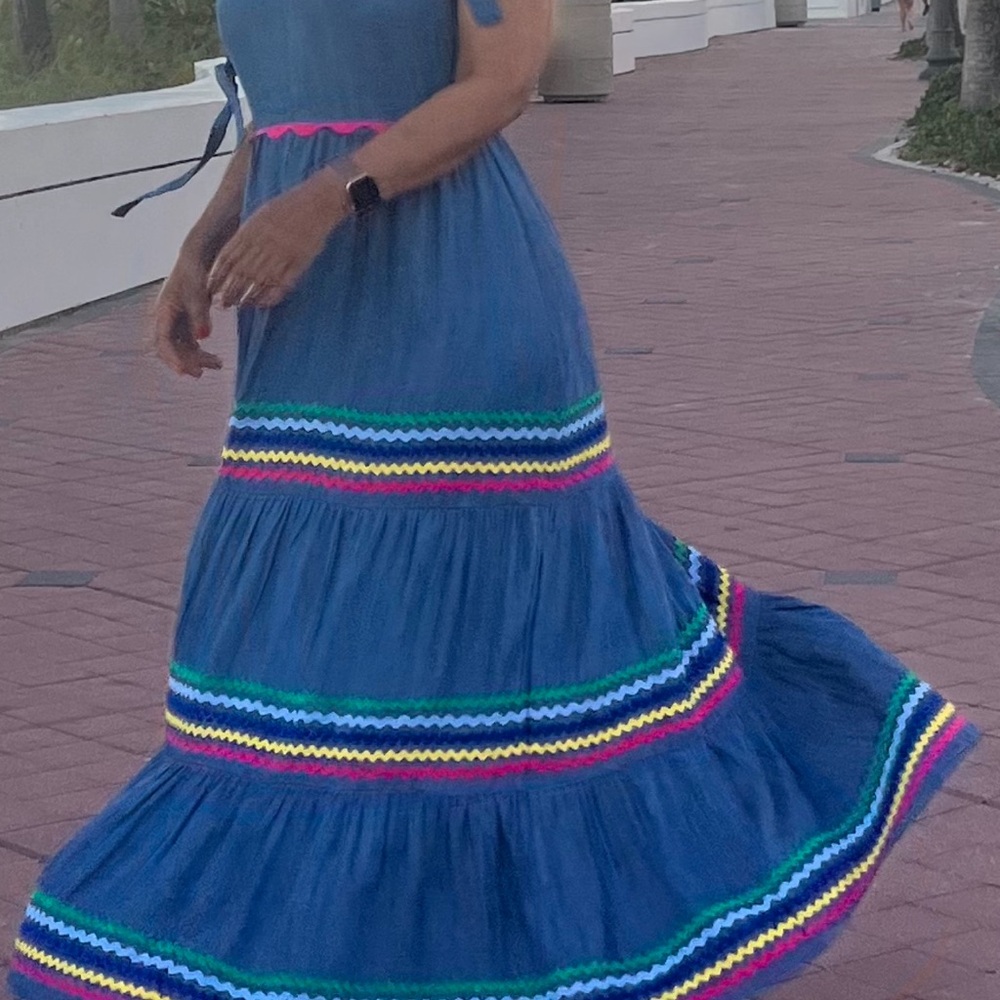 Soft jeans fabric dress with different colors applied, it’s beautiful